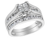 9/10 Carat (ctw I1-I2, I-J) Princess Cut Diamond Engagement Ring & Bridal Wedding Band Set in 14K White Gold